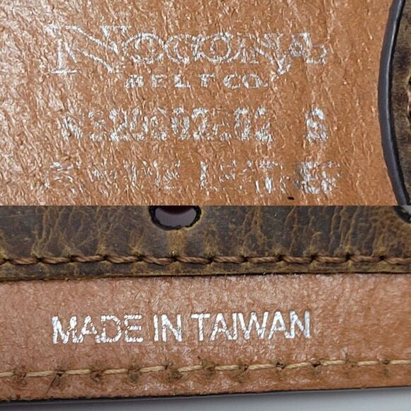 Nocona Leather Western Belt Studs Stones 30" S Brown Circle Flower Blue Silver - Picture 3 of 10